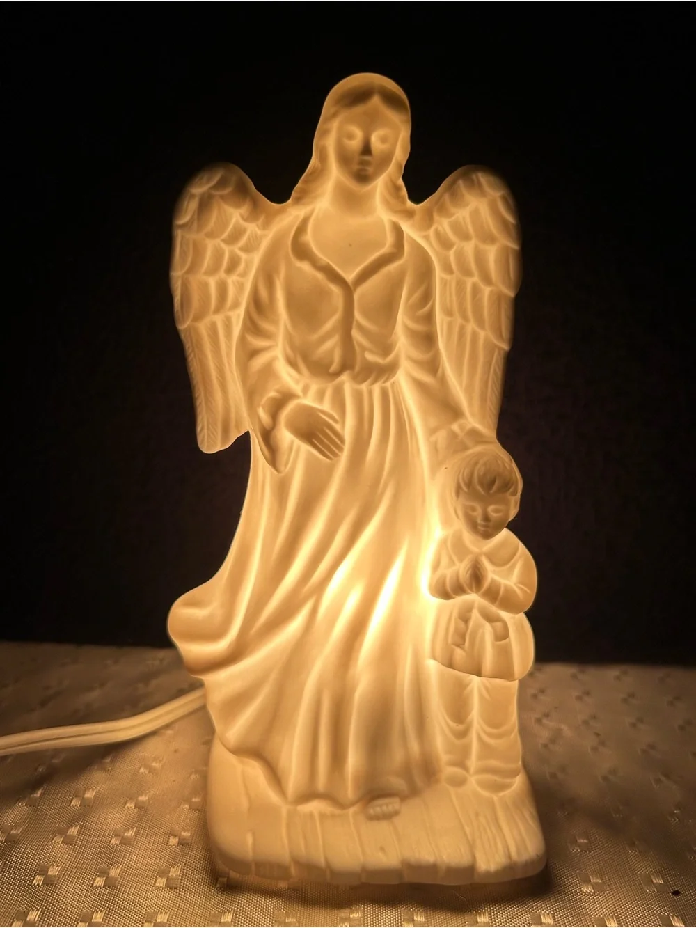 Vintage Porcelain Angel with Child Figurine Statue 7.5